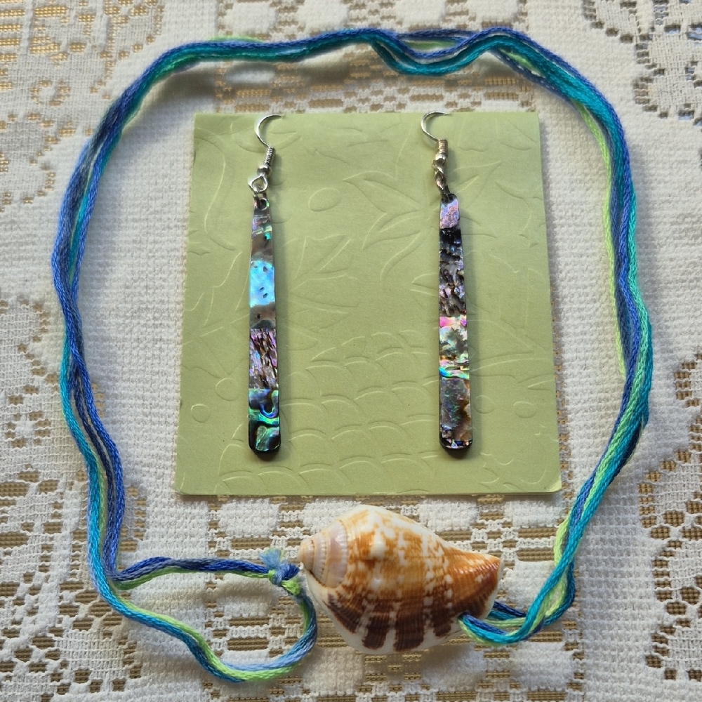 Abalone Shell Earrings and Necklace Set